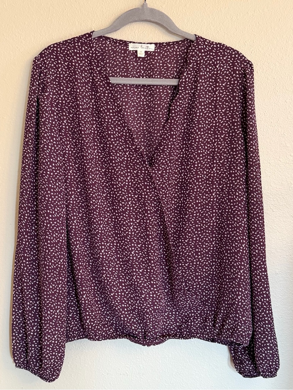nine britton Plum Printed Wrap-Front Blouse
